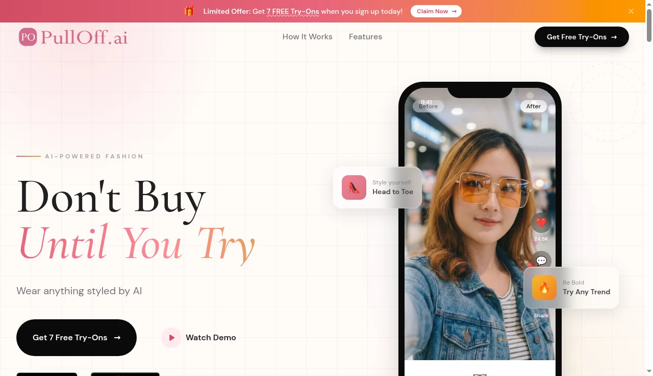 PullOff AI virtual try-on product preview